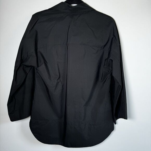 Nili Lotan Tunic Blouse Womens XS Black Long Sleeve Split Neck Minimalist - Picture 2 of 9